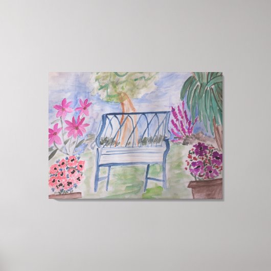 Summer Garden Bench Leinwanddruck (Vorderseite)
