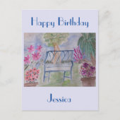 Summer Garden Bench Postkarte (Vorderseite)