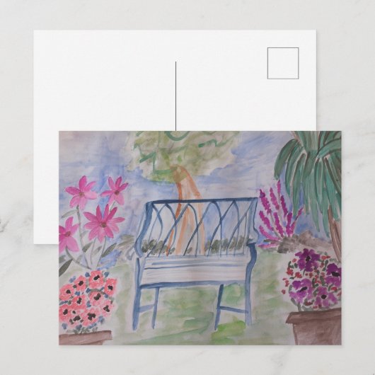 Summer Garden Bench Postkarte (Vorne/Hinten)
