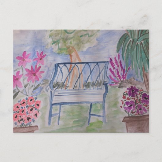 Summer Garden Bench Postkarte (Vorderseite)