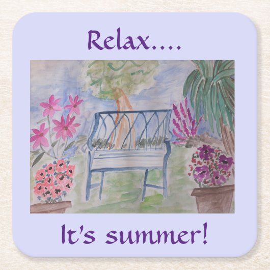 Summer Garden Bench Rechteckiger Pappuntersetzer (Vorderseite)