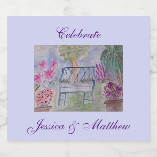 Summer Garden Bench Schaumweinetikett (Einzelnes Label)