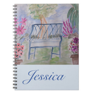 Summer Garden Bench Spiral Notebook Notizblock