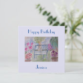 Summer Garden Benz Flat Geburtstagskarte Karte (Stehend Vorderseite)