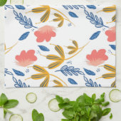Summer Garden Blue Yellow Coral Florals Geschirrtuch (Gefaltet)