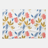 Summer Garden Blue Yellow Coral Florals Geschirrtuch (Horizontal)