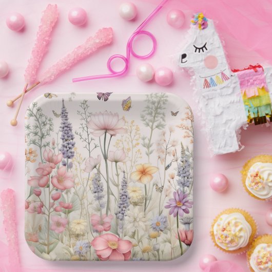 Summer Garden Blume Butterfly Pappteller (Party)