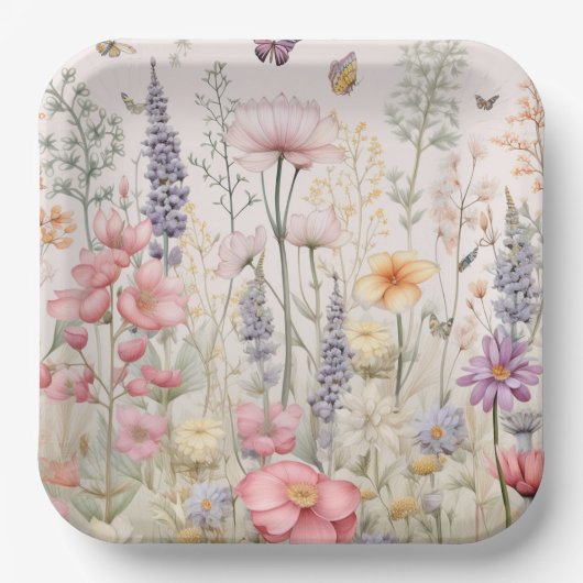 Summer Garden Blume Butterfly Pappteller (Vorderseite)