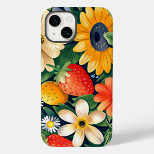 Summer Garden Blume Erdbeeren Muster Case-Mate iPhone 14 Hülle