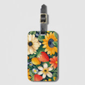 Summer Garden Blume Erdbeeren Muster Gepäckanhänger (Vorderseite Vertikal)