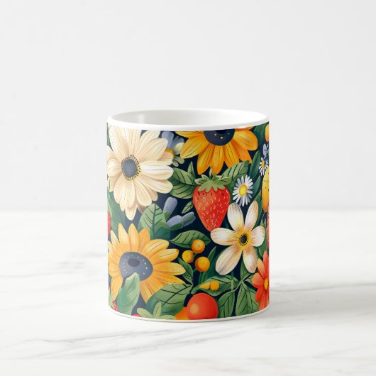 Summer Garden Blume Erdbeeren Muster Kaffeetasse (Mittel)