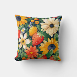 Summer Garden Blume Erdbeeren Muster Kissen