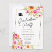 Summer Garden Blumengold Drehbuch Abschluss Einladung (Vorderseite)