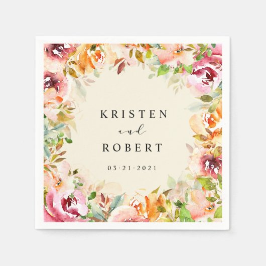 Summer Garden Floral Elegante Hochzeit Serviette (Vorderseite)