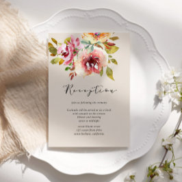 Summer Garden Floral Empfang Eintrittskarte Begleitkarte