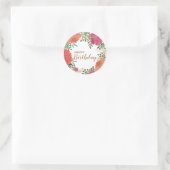 Summer Garden Floral Joy Happy Birthday Runder Aufkleber (Tasche)