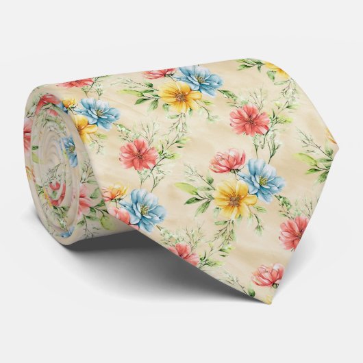 Summer Garden Floral Pattern Krawatte (Gerollt)