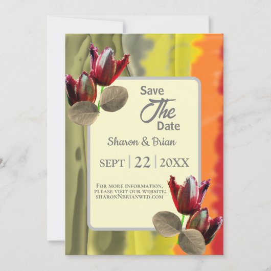 Summer Garden Floral Tulip Rett-The-Date Einladung (Vorderseite)
