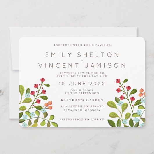 Summer Garden Floral Wedding Suite Einladung (Vorderseite)