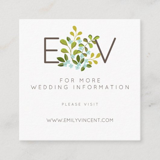 Summer Garden Floral Wedding Suite Website einfüge Begleitkarte (Vorderseite)