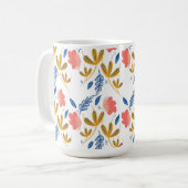 Summer Garden Florals Blue Coral Pink Grüne Kaffeetasse (Vorderseite Links)