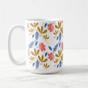 Summer Garden Florals Blue Coral Pink Grüne Kaffeetasse