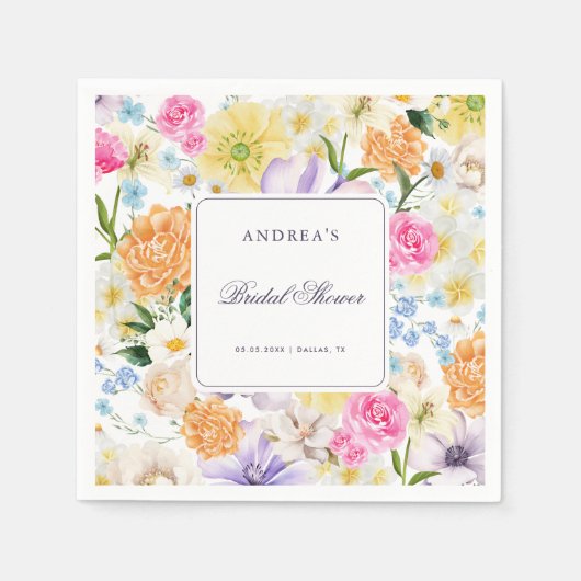 Summer Garden Party Bright Floral Brautparty Serviette (Vorderseite)