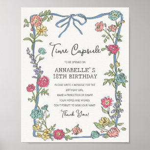 Summer Garden Party Floral Geburtstag Time Kapsel Poster