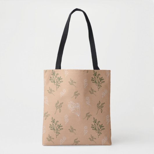 Summer Garden Peach Floral Muster Toag Tasche (Vorderseite)