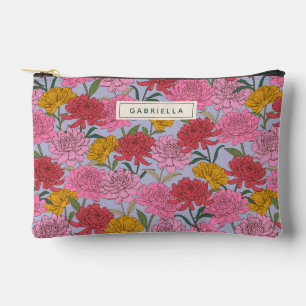 Summer Garden Pink Floral Bridesmaid Personalisier Zubehörtasche
