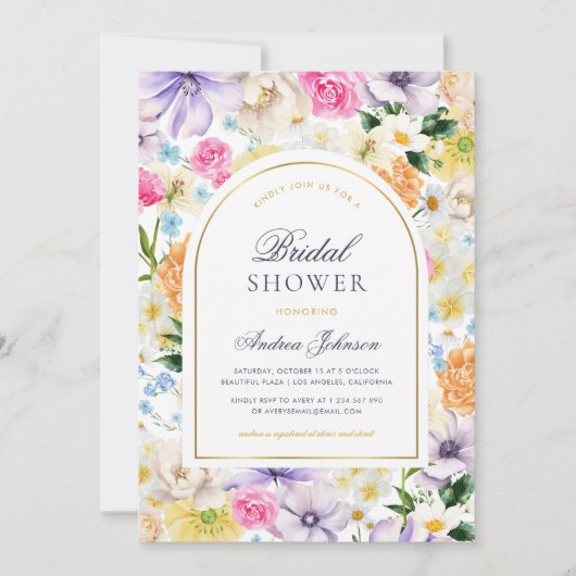 Summer Garden Tee Party Chic Brautparty Einladung (Vorderseite)