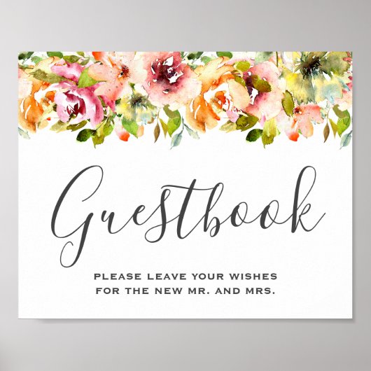 Summer Garden Watercolor Blumenposter Poster (Vorne)