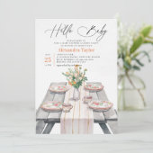 Summer Garden Wildblumen Chic Neutral Baby Dusche Einladung (Stehend Vorderseite)