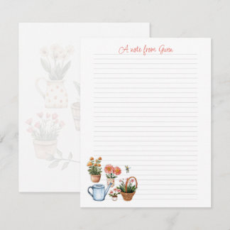 Summer Gardening Lined Personal Note Paper Mitteilungskarte
