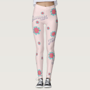 Summer Gefühl rosa und blau mädchenhafte Blume Leggings