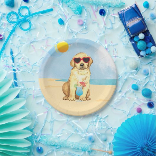 Summer Gelbe Labrador Paper Plate Pappteller (Party)