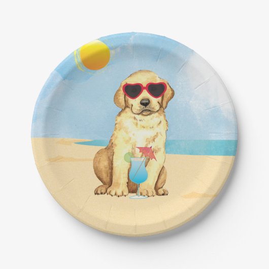 Summer Gelbe Labrador Paper Plate Pappteller (Vorderseite)