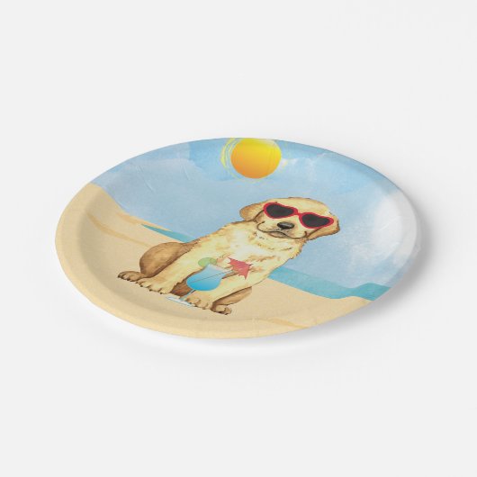 Summer Gelbe Labrador Paper Plate Pappteller (Schrägansicht)