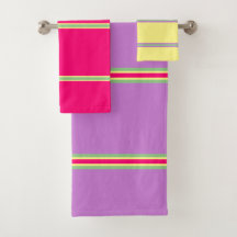 Summer Geometric Stripes Yellow Pink Lavendel