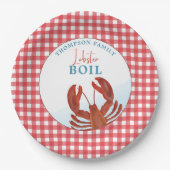 Summer Gingham Lobster Boil Seafood Whimsical Pappteller (Vorderseite)
