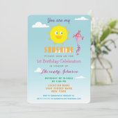 Summer Girl 1. Geburtstag Einladung (Stehend Vorderseite)