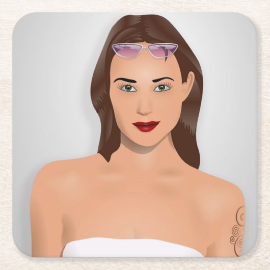 SUMMER GIRL RECHTECKIGER PAPPUNTERSETZER (Vorderseite)