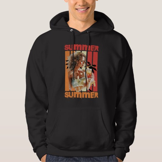 Summer Girl Retro Sunset Hoodie (Vorderseite)