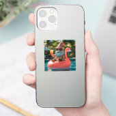 Summer Gnome in Sonnenbrille auf Flamingo Float Aufkleber (Telefon)