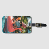 Summer Gnome in Sonnenbrille auf Flamingo Float Gepäckanhänger (Vorderseite (Horizontal))
