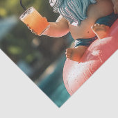 Summer Gnome in Sonnenbrille auf Flamingo Float Seidenpapier (Ausschnitt)