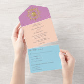 Summer Gold Mandala Wedding All In One Einladung (Abreißen)