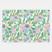 Summer Gold Pink Aquamarin Watercolor Blume Muster Geschenkpapier Set (Vorderseite 3)