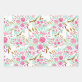 Summer Gold Pink Aquamarin Watercolor Blume Muster Geschenkpapier Set (Vorderseite)