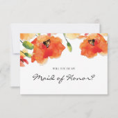 Summer Golden Poppy Bridesmaid Trauzeugin Einladung (Vorderseite)